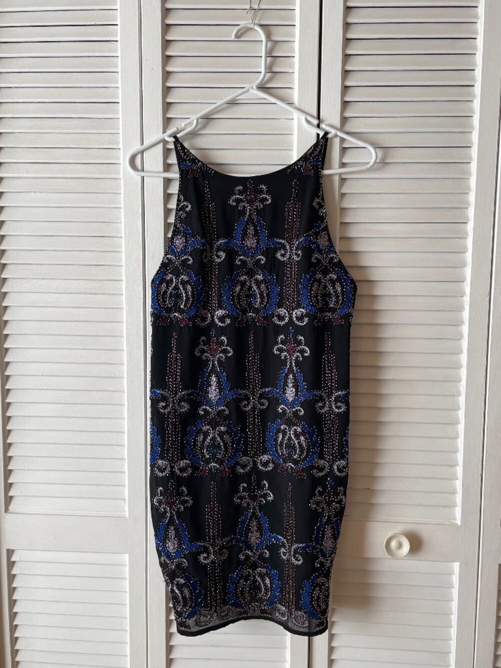 Francesca's Dark Beaded Mini Dress